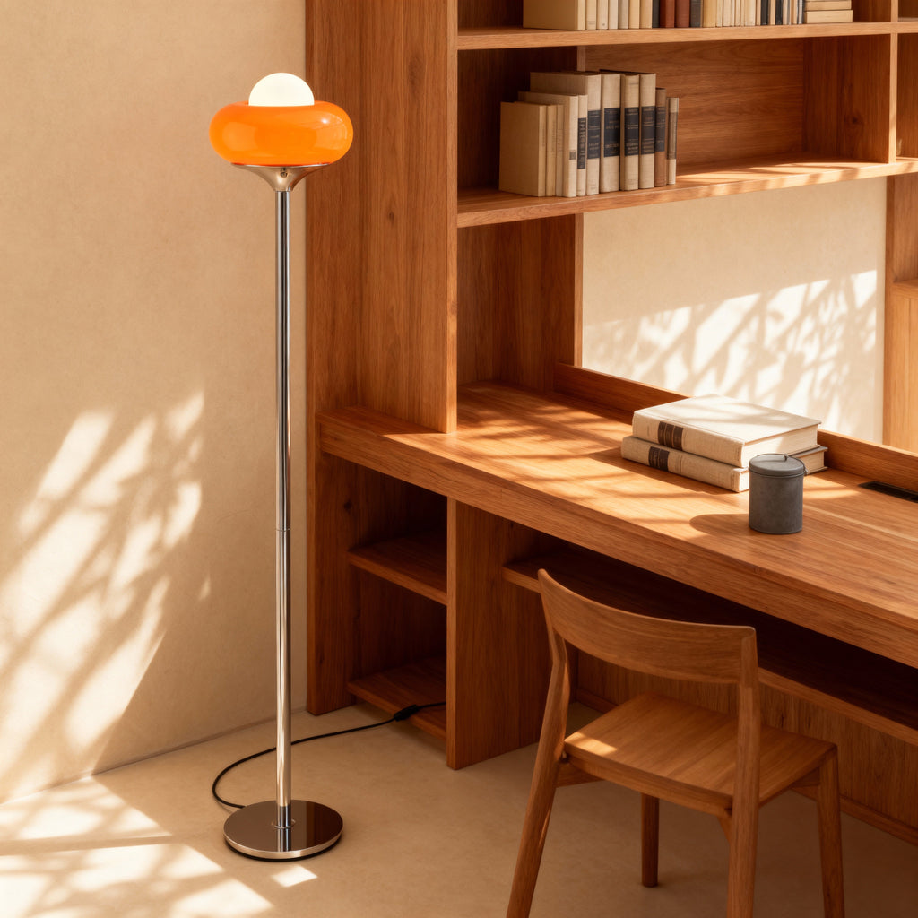 NovaLumen Elegant Glass Floor Lamp For Modern Living Spaces With Warm Ambiance At Home