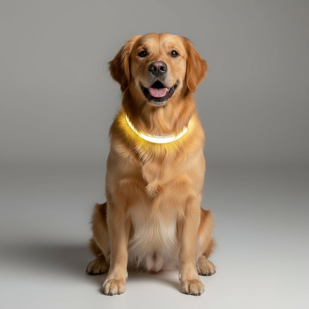 Correa LED para perro con carga USB LumaTrail, detalle de costuras reflectantes
