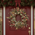 VerdantAura Lush Door Wreath — Realistic Blossoms, Balanced Color Accents
