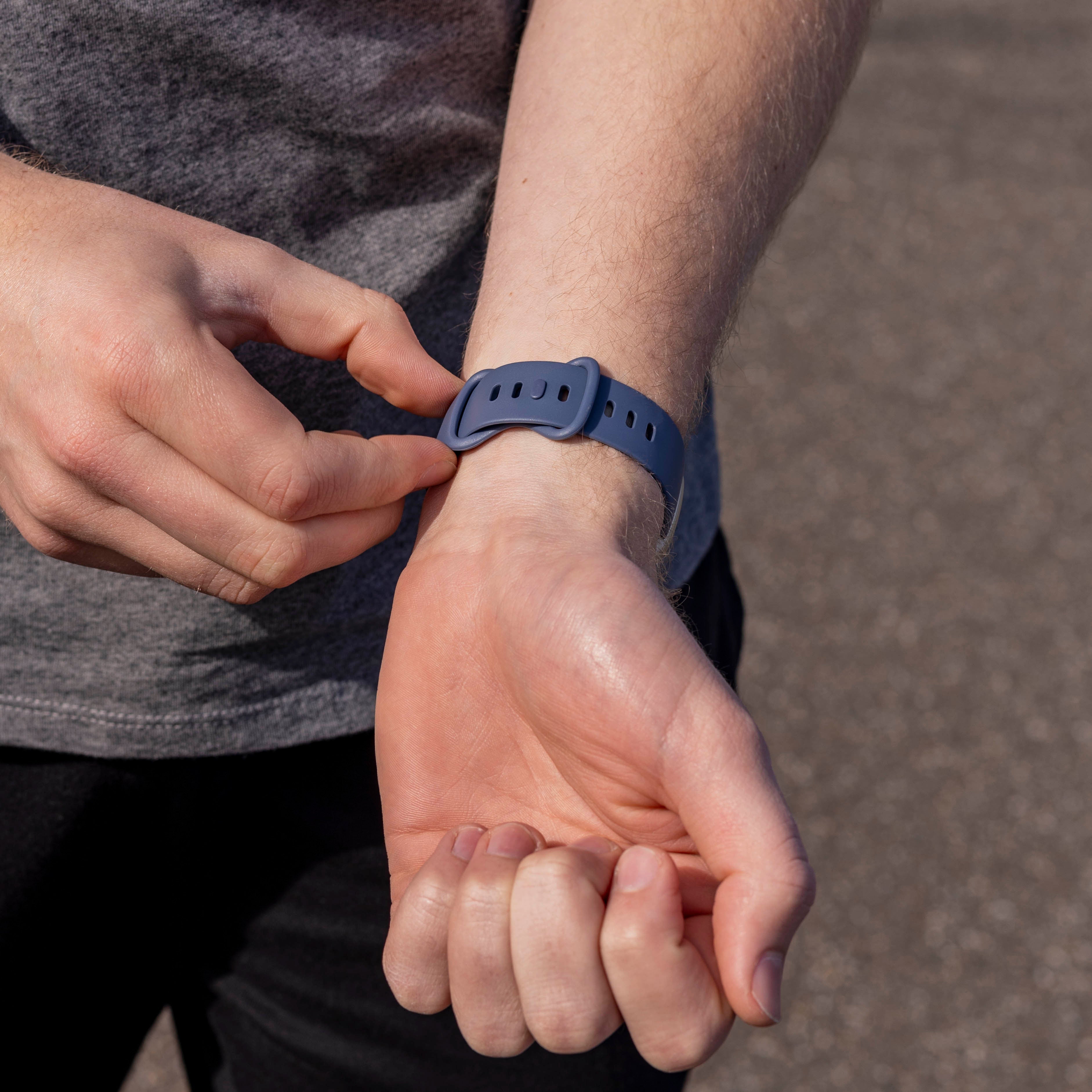 Waterproof Silicone Strap — Grey-Blue, Soft, Flexible Fit for Fitbit Versa 3
