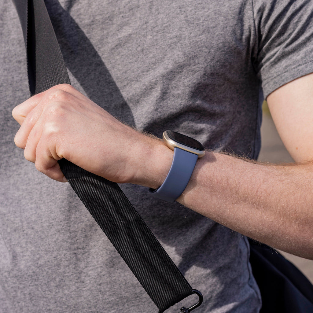 Waterproof Silicone Strap — Grey-Blue, Soft, Flexible Fit for Fitbit Versa 3