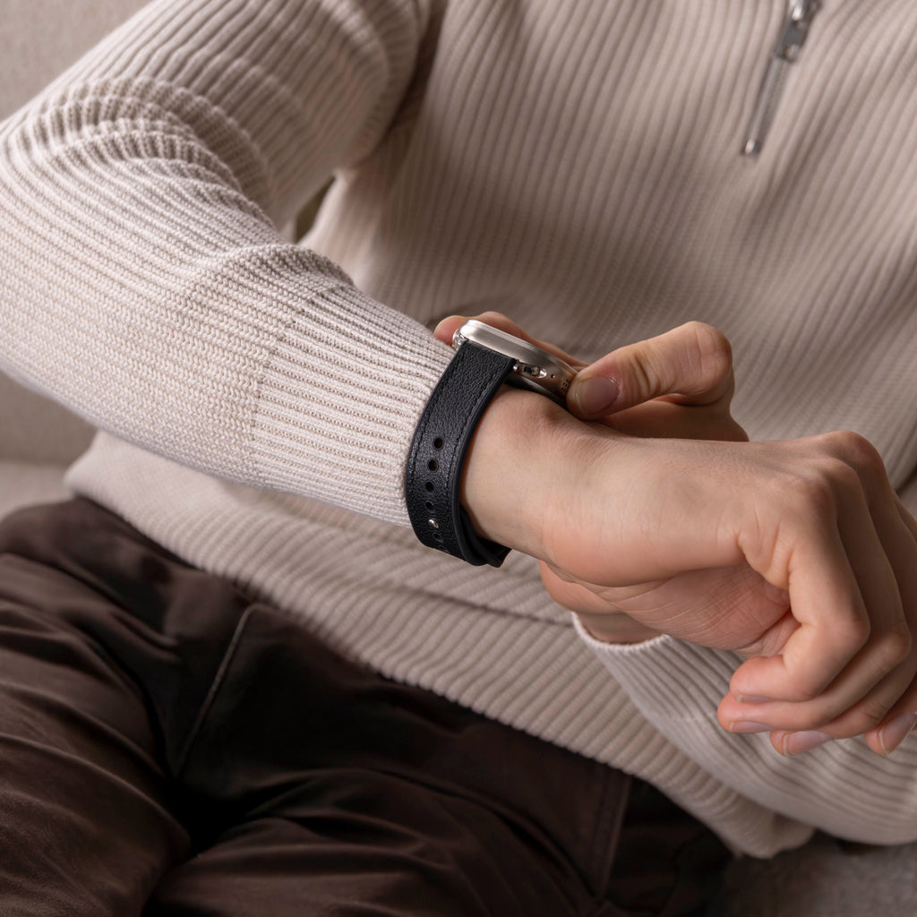 Apple-Watch-Hybrid-Lederarmband – schwarzer Ersatz strap
