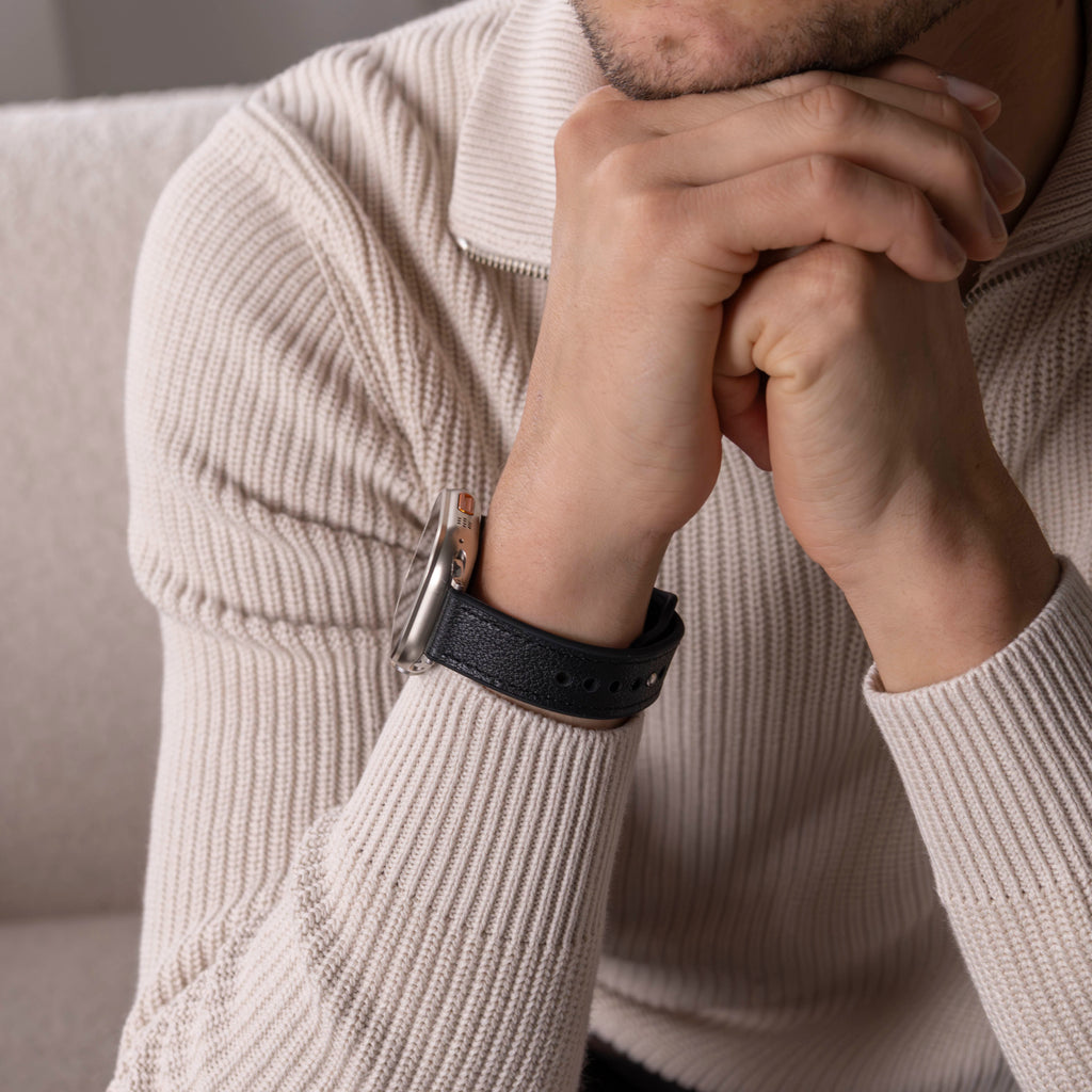 Apple-Watch-Hybrid-Lederarmband – schwarzer Ersatz strap