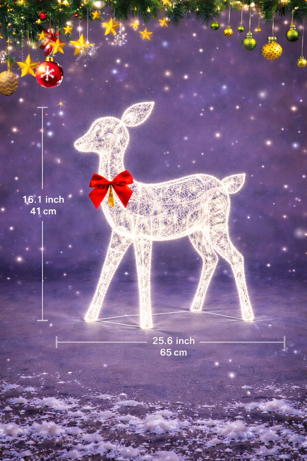 Rattan Design Illuminated Reindeer Family Outdoor Christmas Decoration, 3-Piece Set