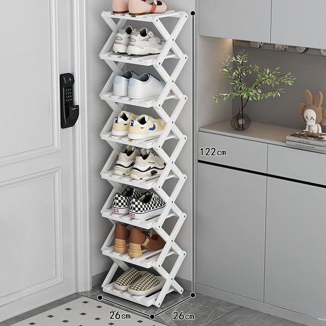 Bambusový organizér na boty — skládací víceúrovňový design