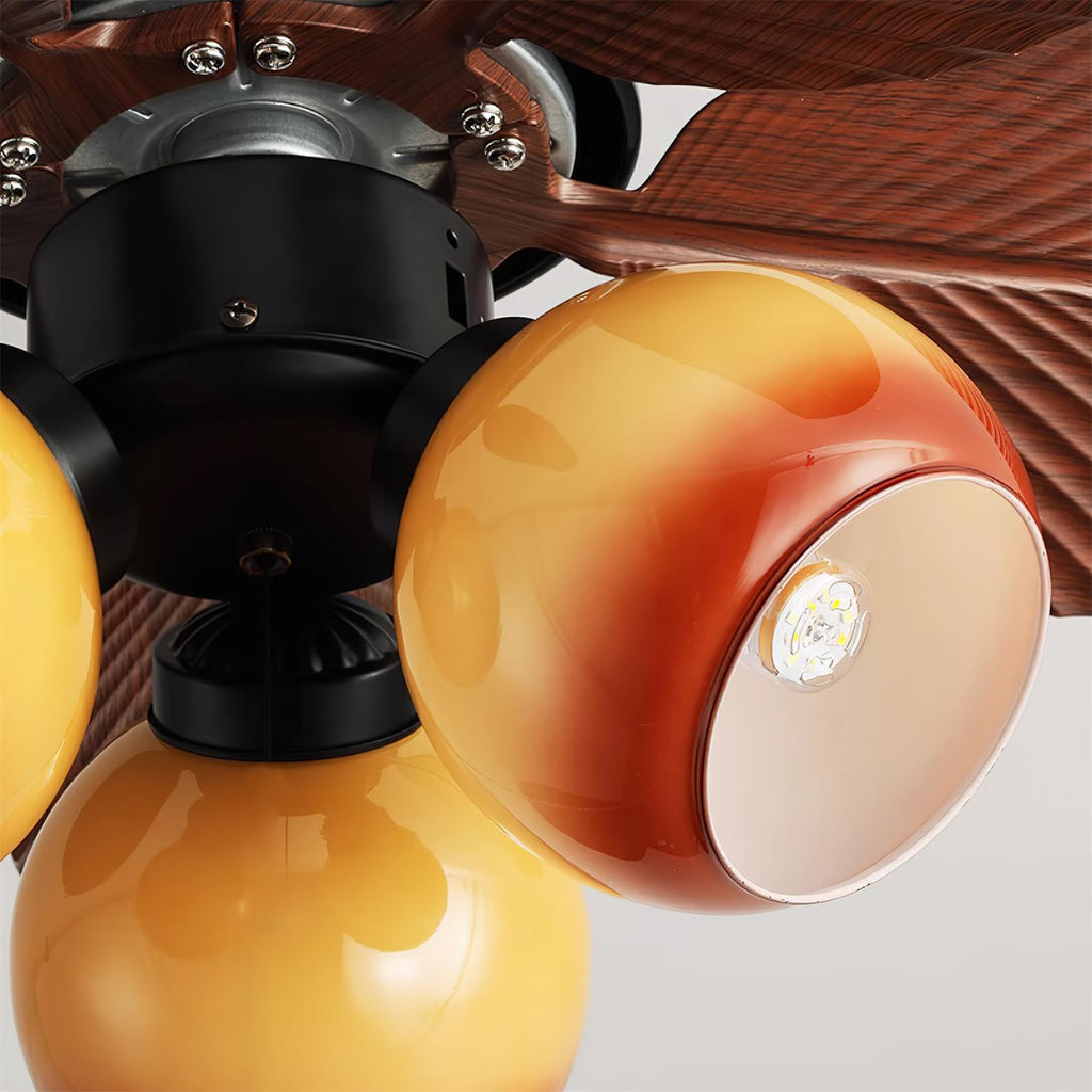 76 Cm Tropical Ceiling Fan With Glass Light, Remote Dimmer, 6 Speeds, Copper Motor