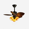 76 Cm Tropical Ceiling Fan With Glass Light, Remote Dimmer, 6 Speeds, Copper Motor