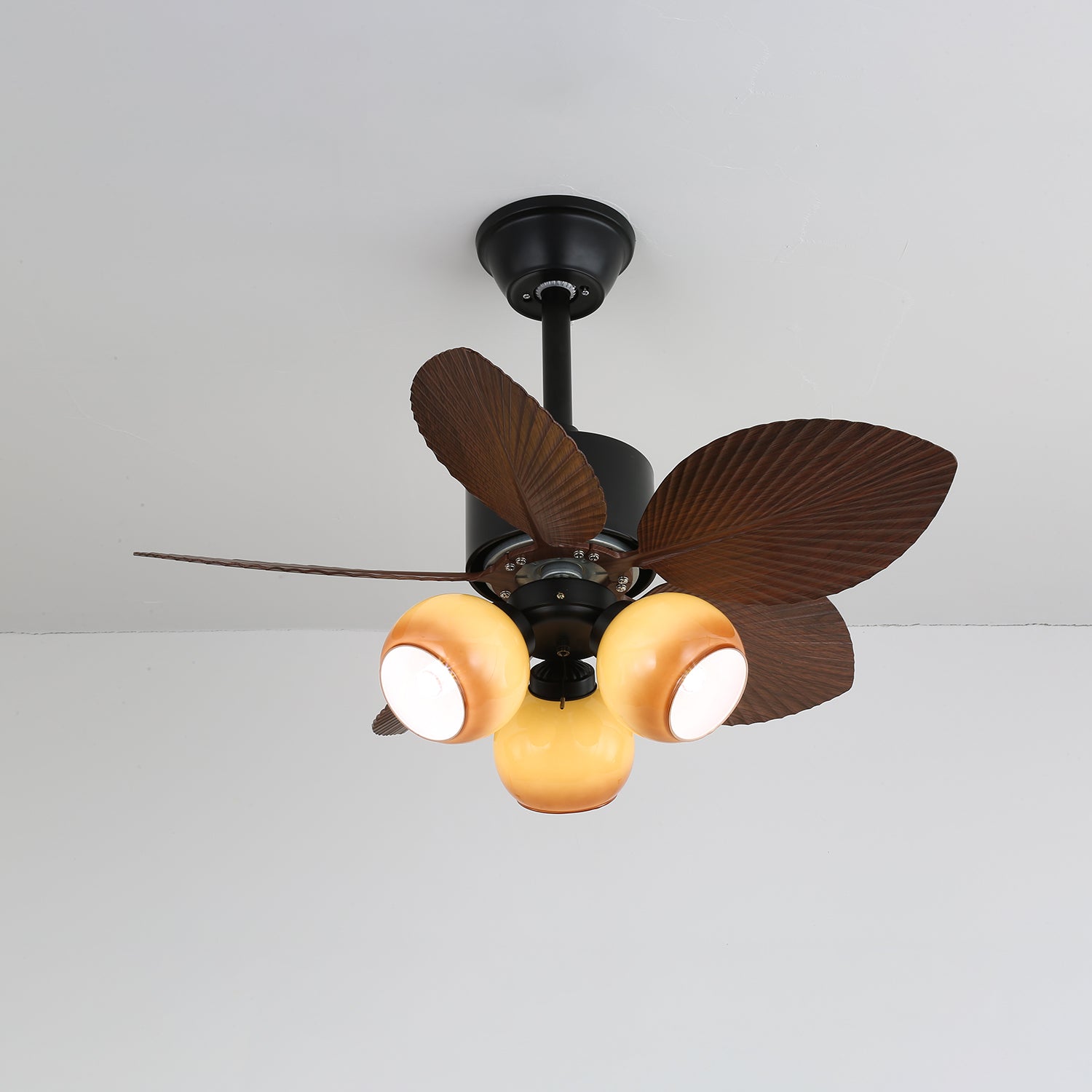 76 Cm Tropical Ceiling Fan With Glass Light, Remote Dimmer, 6 Speeds, Copper Motor