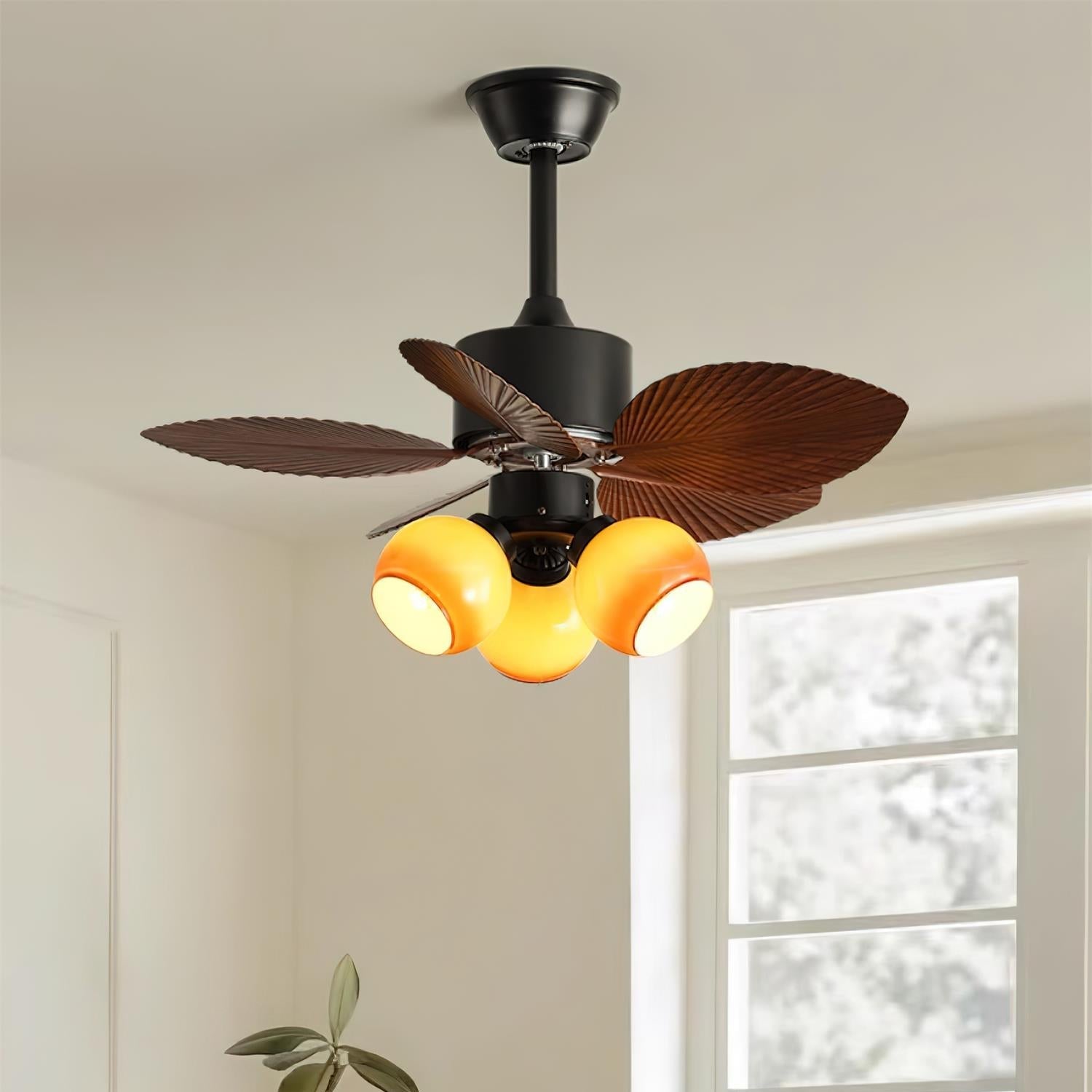 Tropical Ceiling Fan With Integrated Glass Lighting, Quiet Motor And Six Speeds