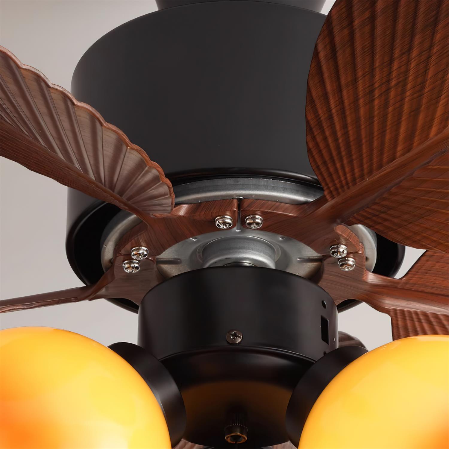Tropical Ceiling Fan With Integrated Glass Lighting, Quiet Motor And Six Speeds