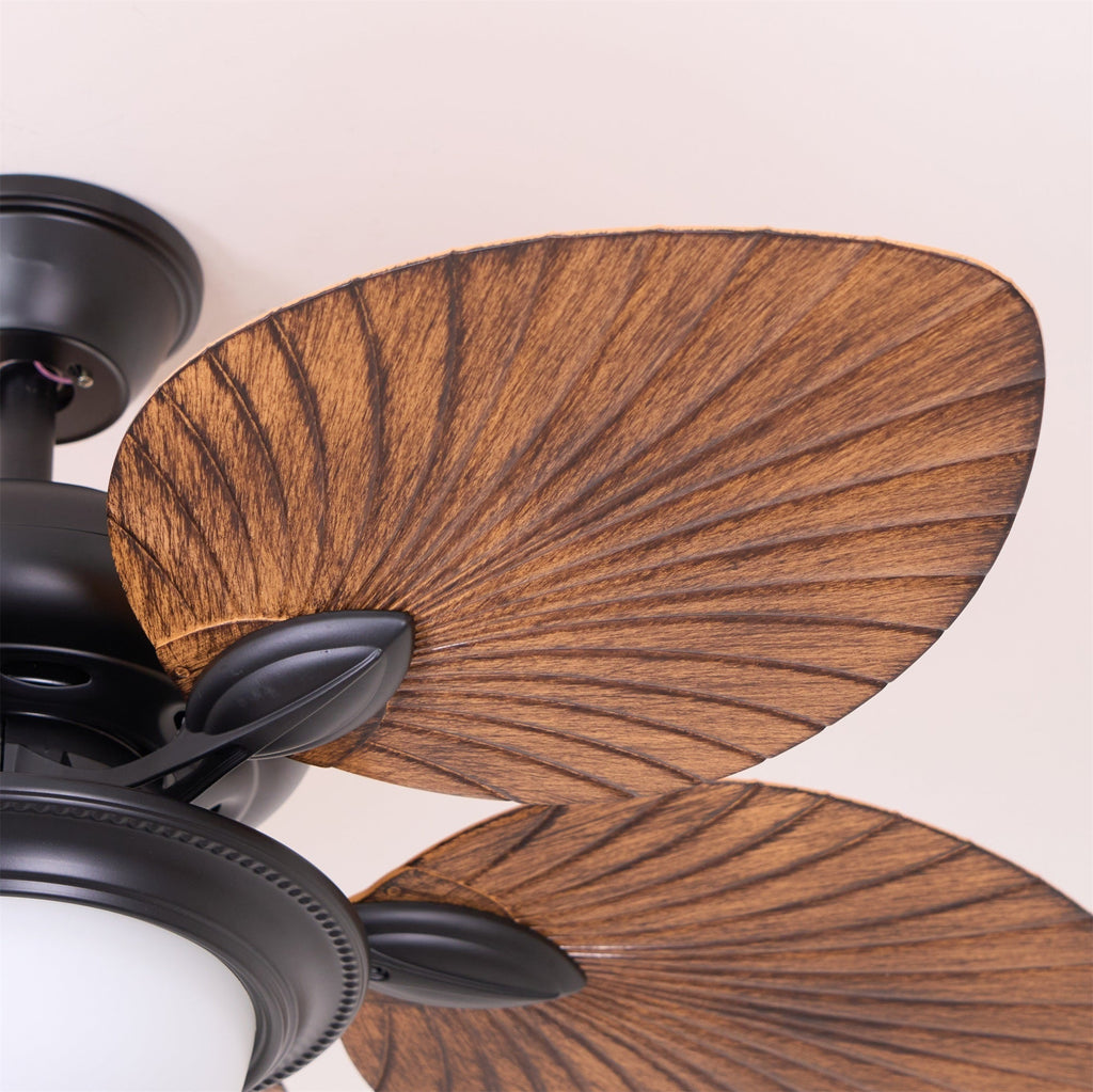 Tropical Wooden Ceiling Fan With Lighting And Six Speeds Remote Control