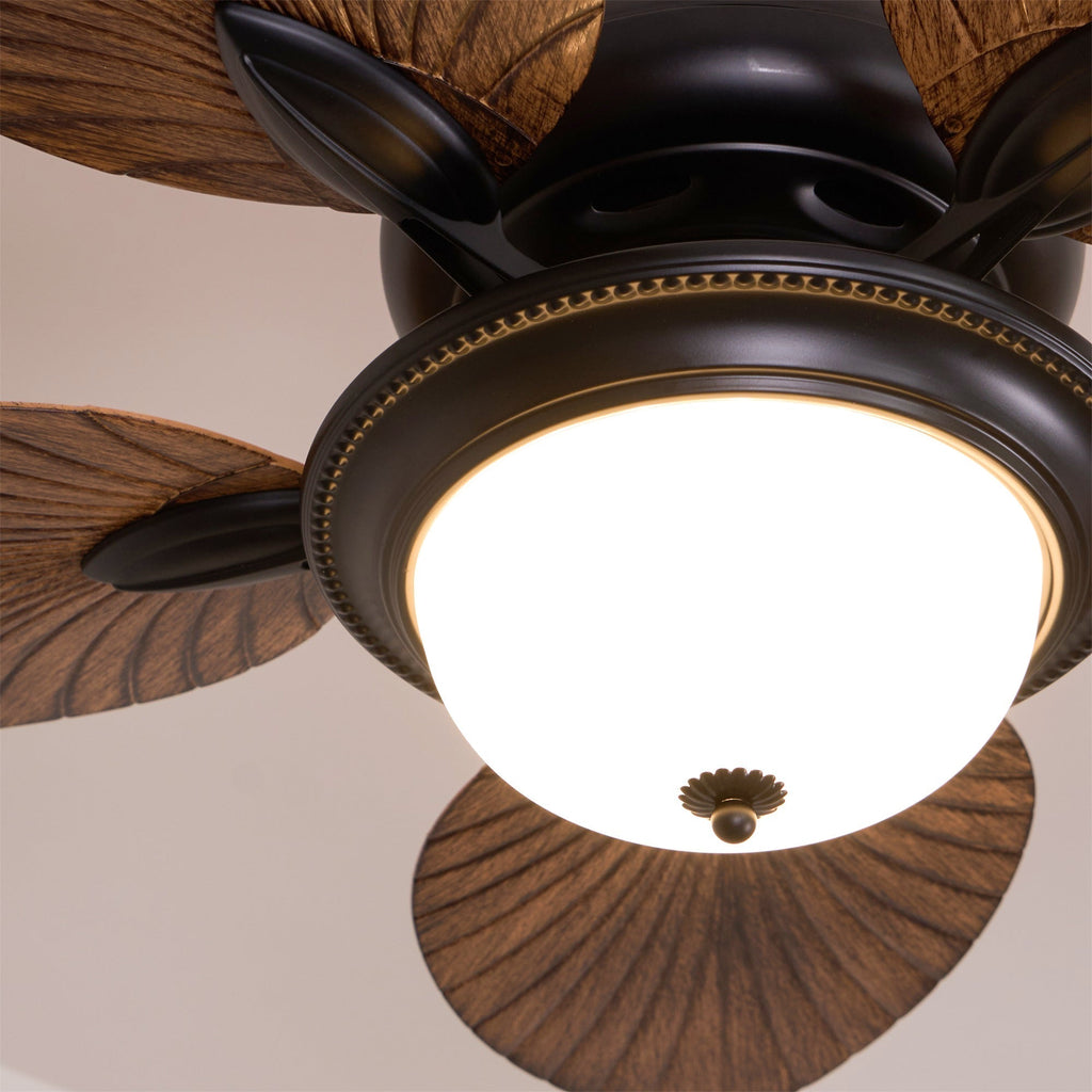 Tropical Wooden Ceiling Fan With Lighting And Six Speeds Remote Control
