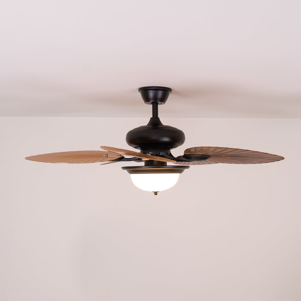 Tropical Wooden Ceiling Fan With Lighting And Six Speeds Remote Control