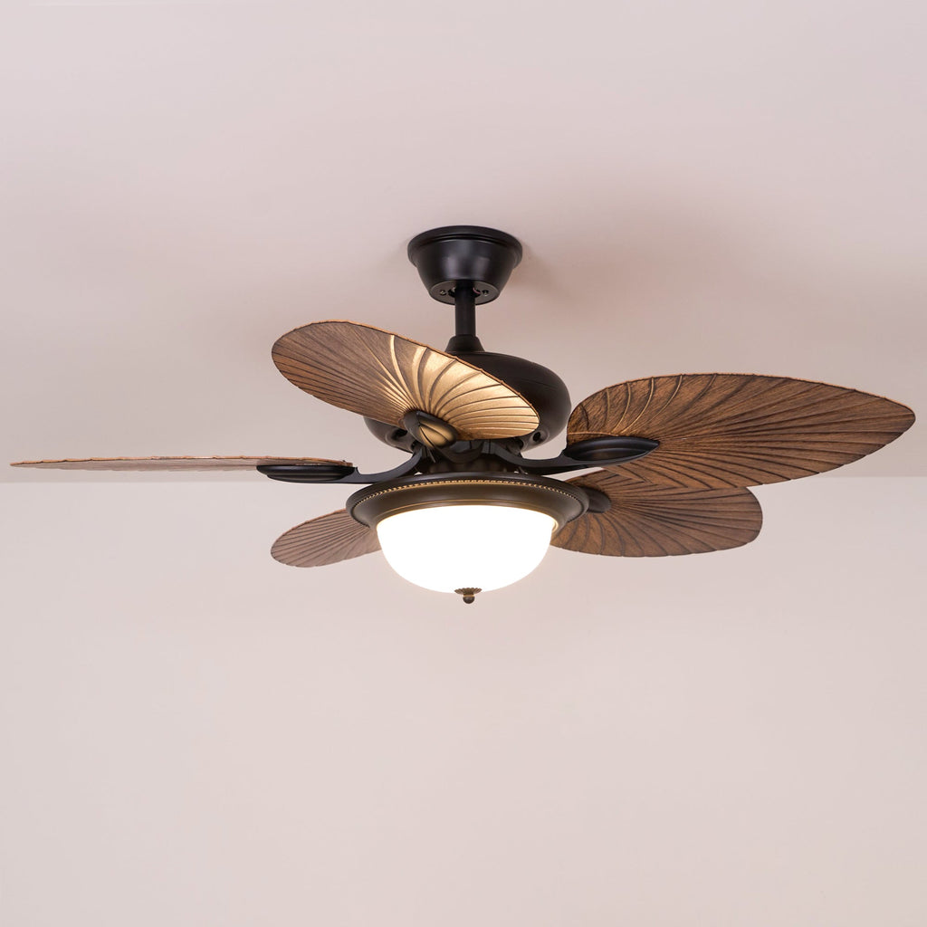Tropical Wooden Ceiling Fan With Lighting And Six Speeds Remote Control