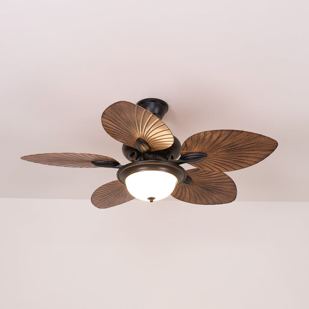 Tropical Wooden Ceiling Fan With Lighting And Six Speeds Remote Control