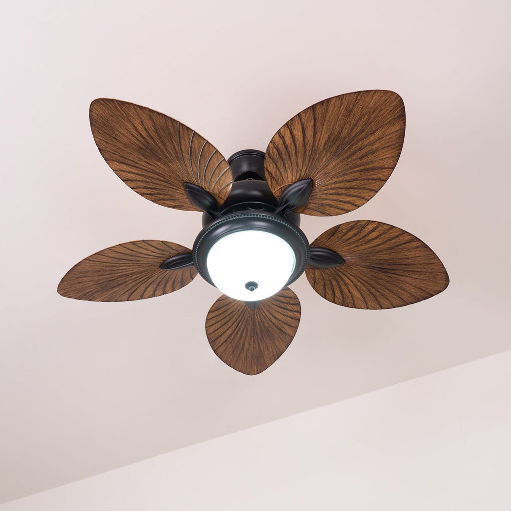 Tropical Wooden Ceiling Fan With Lighting And Six Speeds Remote Control