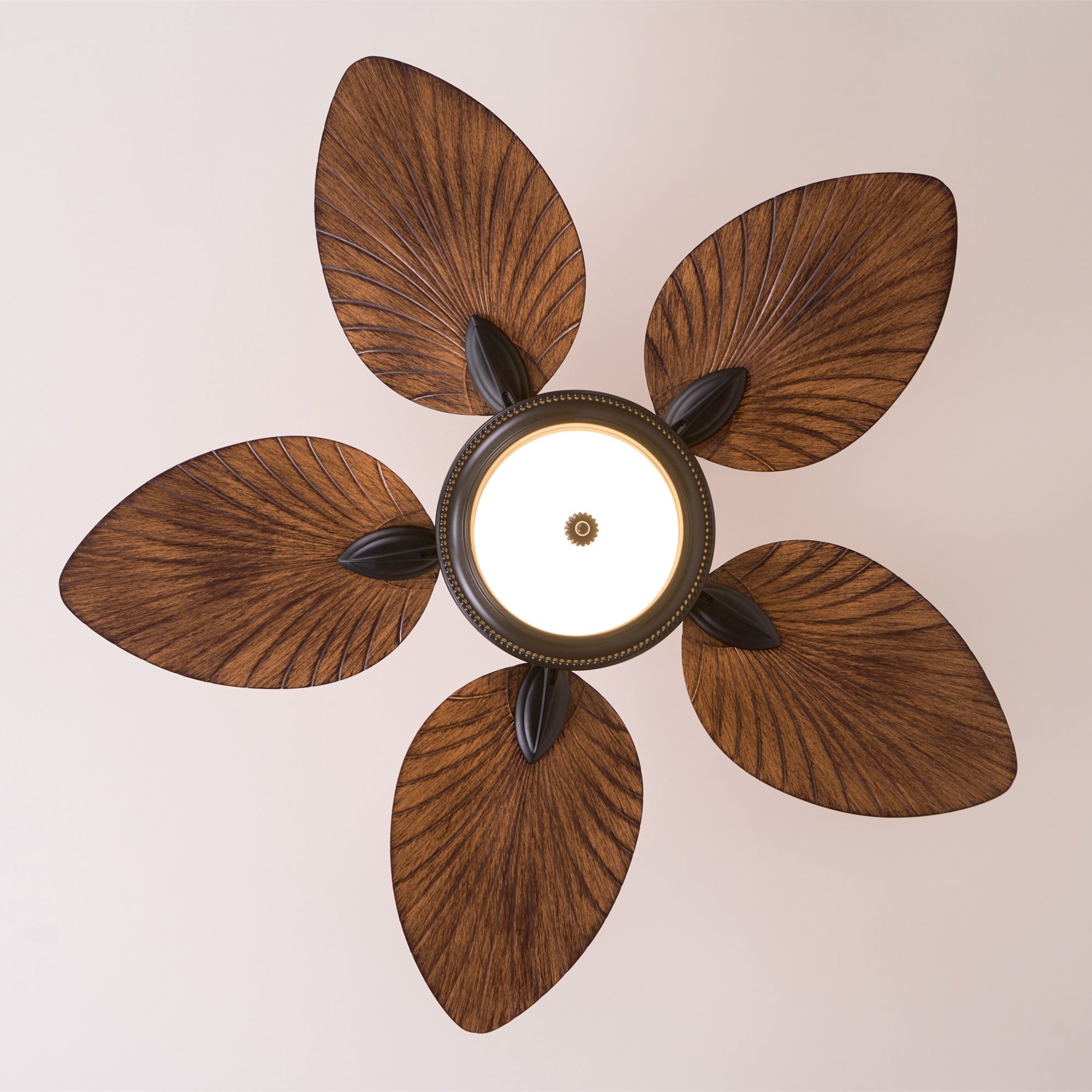 Tropical Wooden Ceiling Fan With Lighting And Six Speeds Remote Control