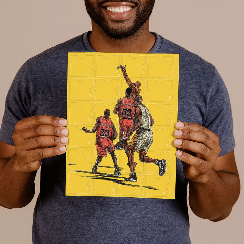 Adventní kalendář pro sběratele basketbalu — miniaturní figurky a doplňky na hřiště