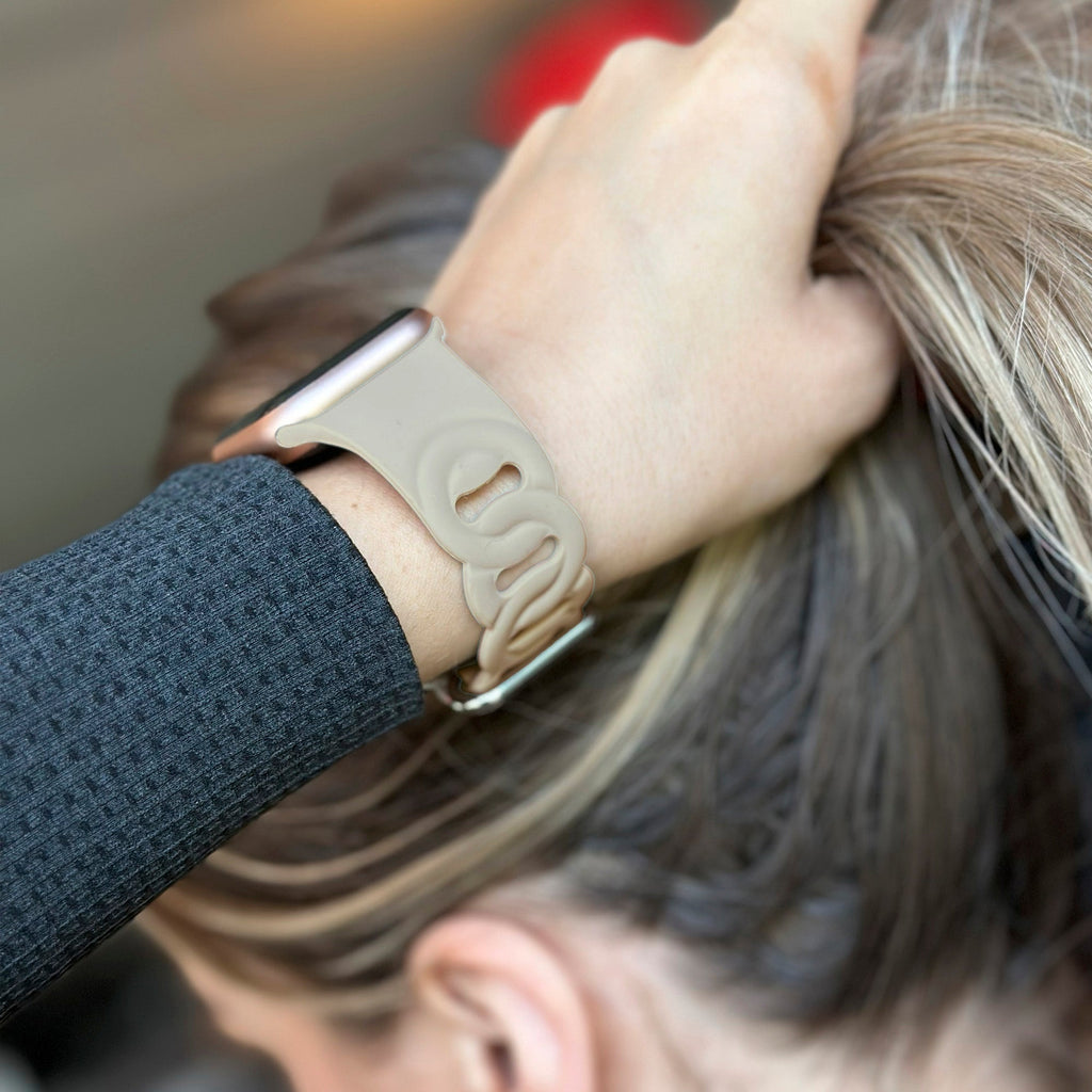 Beige siliconen schakelbandje voor Apple Watch