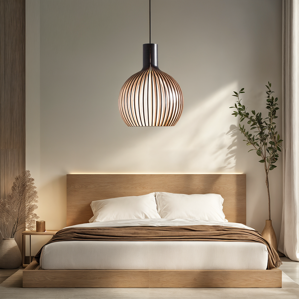 Nordhaven Rustic Light Pendant In Wooden Cage Ceiling Fixture With Adjustable Cord