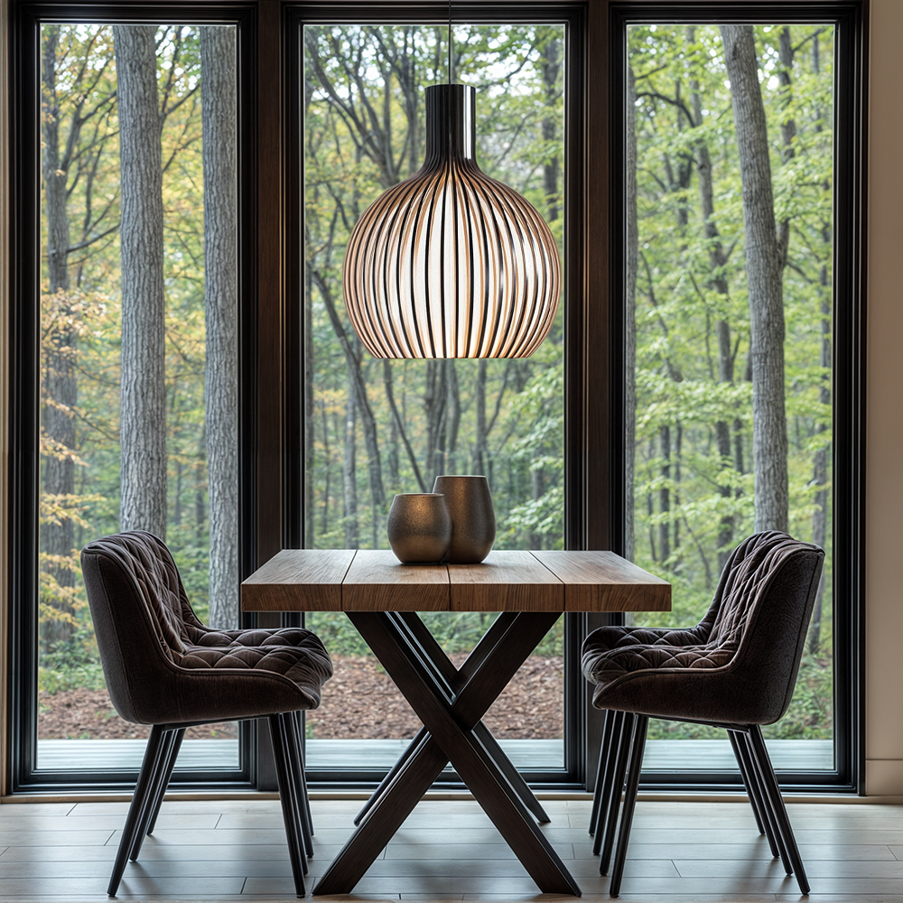 Nordhaven Rustic Light Pendant In Wooden Cage Ceiling Fixture With Adjustable Cord