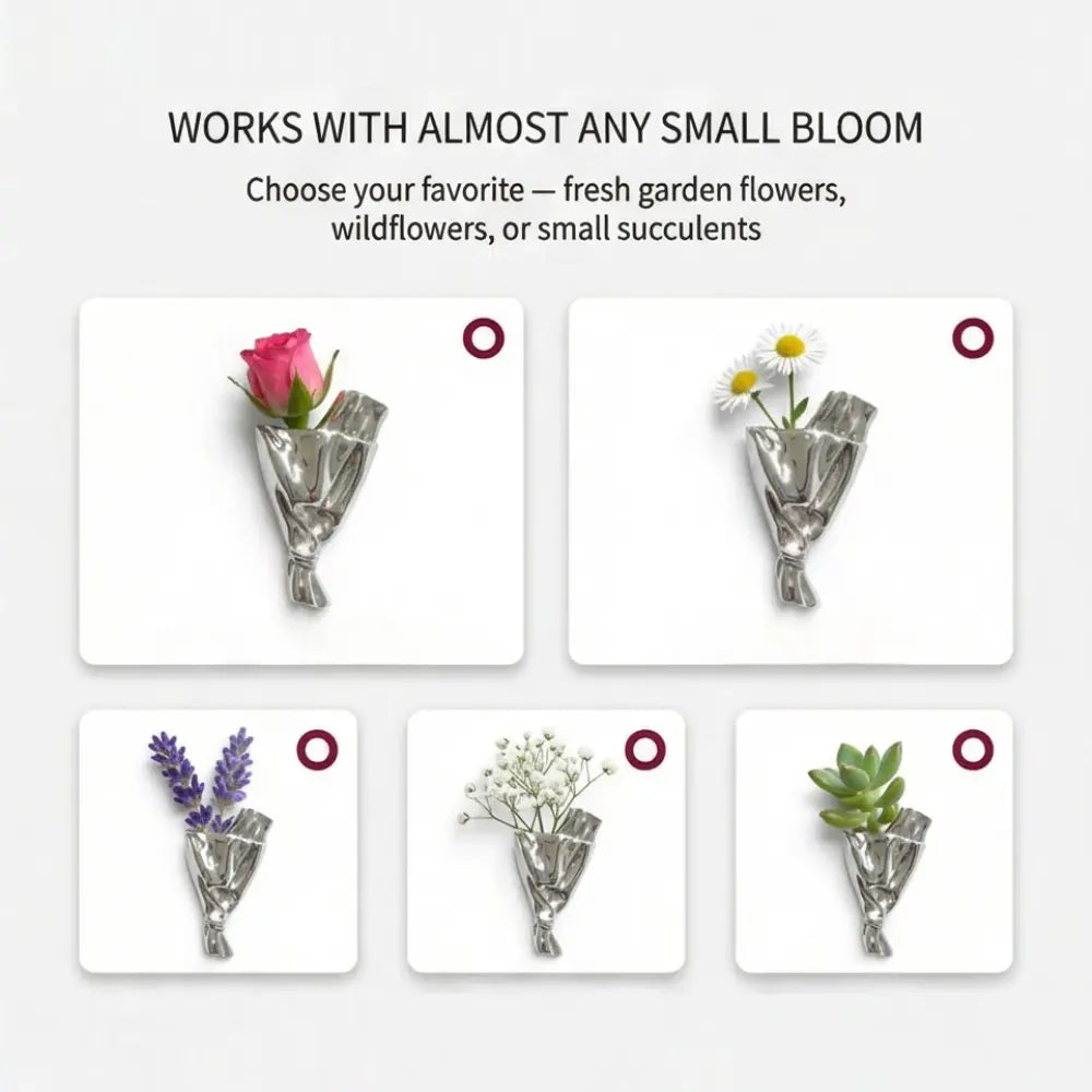 Broche portátil con jarrón — Abertura de 3-4cm para tallos de flores frescas