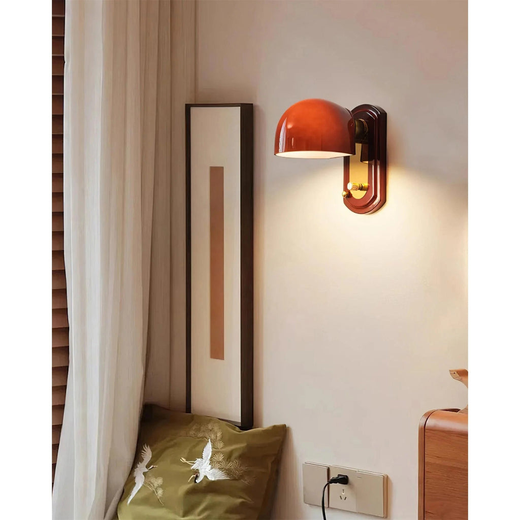 Crimson Glass Lampshade Wall Light For Living And Dining Rooms