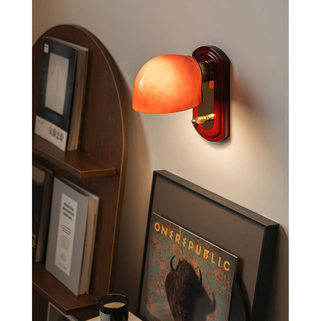 Crimson Glass Lampshade Wall Light For Living And Dining Rooms