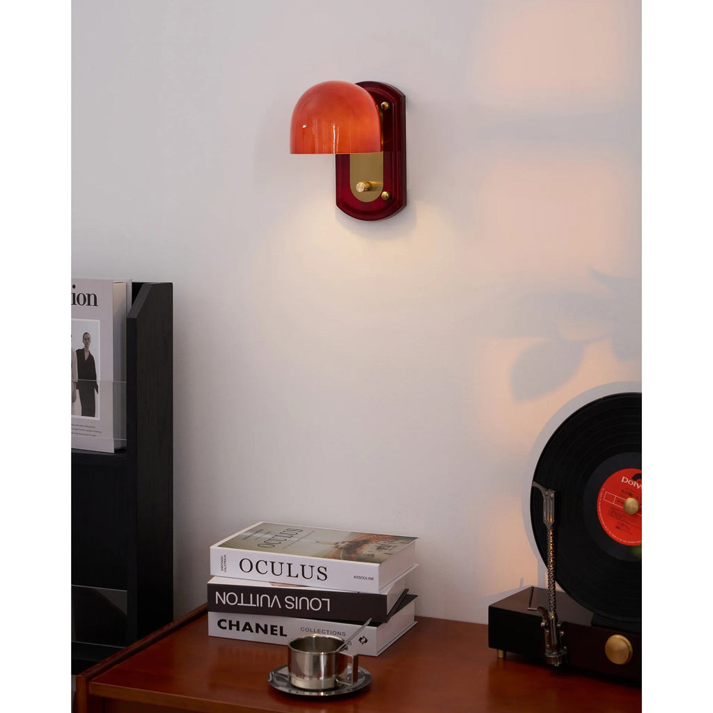 Crimson Glass Lampshade Wall Light For Living And Dining Rooms