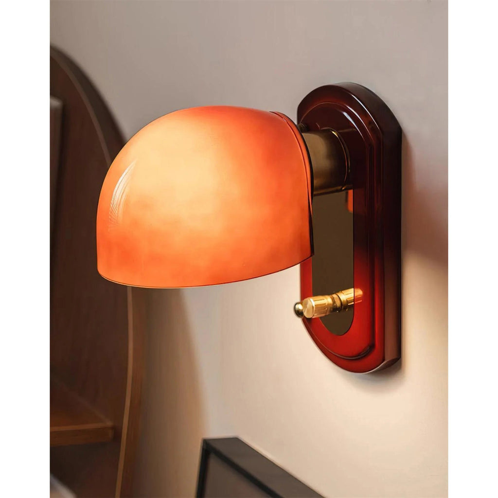 Crimson Glass Lampshade Wall Light For Living And Dining Rooms