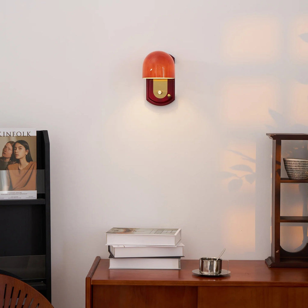 Crimson Glass Lampshade Wall Light For Living And Dining Rooms