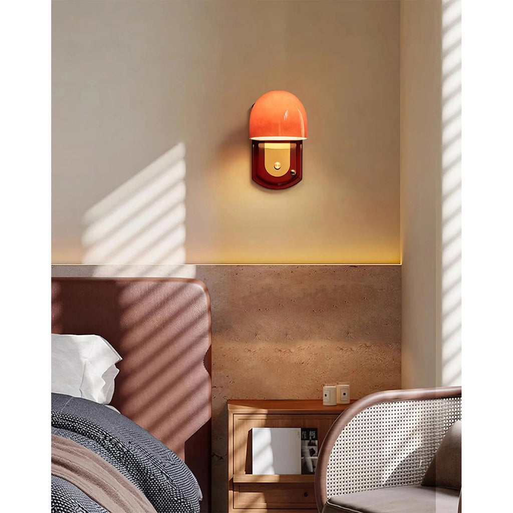 Crimson Glass Lampshade Wall Light For Living And Dining Rooms
