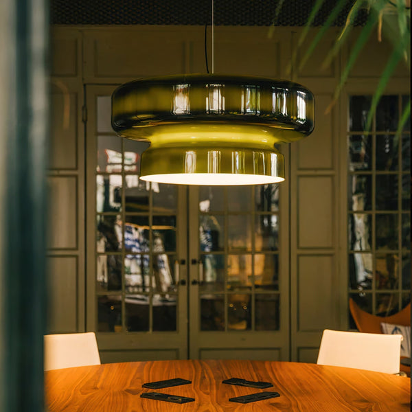 NovaLume Blown Glass Pendant Light With Organic Two Volume Silhouette For Modern Interiors