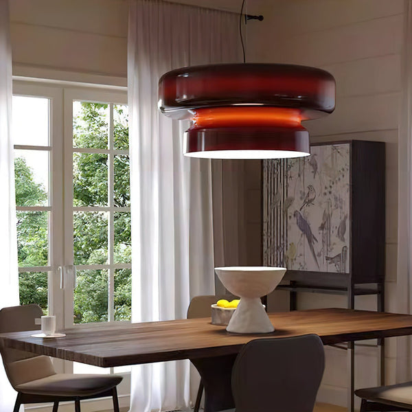 NovaLume Blown Glass Pendant Light With Organic Two Volume Silhouette For Modern Interiors