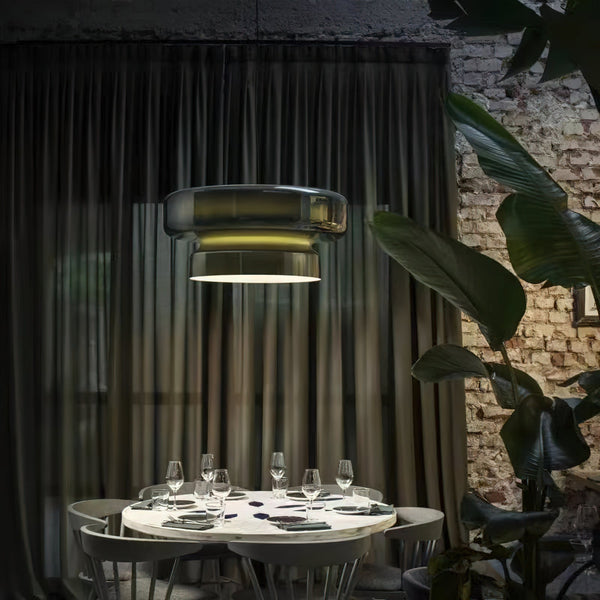 NovaLume Blown Glass Pendant Light With Organic Two Volume Silhouette For Modern Interiors