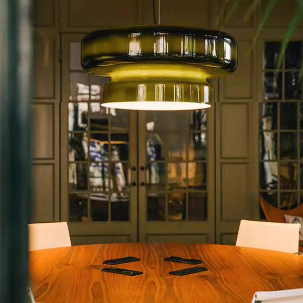 NovaLume Blown Glass Pendant Light With Organic Two Volume Silhouette For Modern Interiors