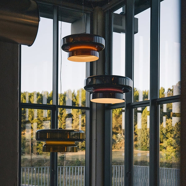 NovaLume Blown Glass Pendant Light With Organic Two Volume Silhouette For Modern Interiors