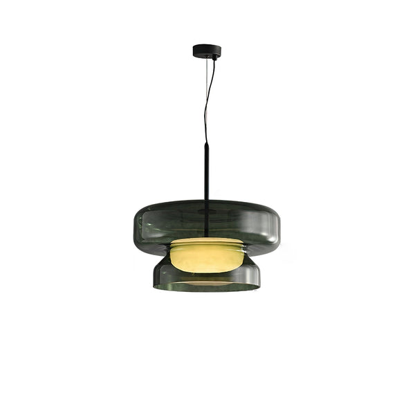 NovaLume Blown Glass Pendant Light With Organic Two Volume Silhouette For Modern Interiors