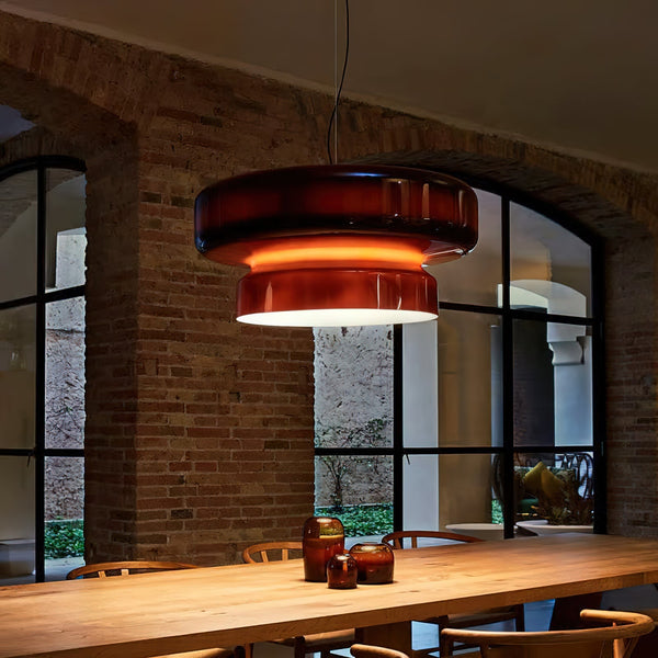 NovaLume Blown Glass Pendant Light With Organic Two Volume Silhouette For Modern Interiors