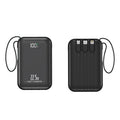 Bateria externa — Carregamento rápido, cabos integrados para Android, Samsung e iPhone