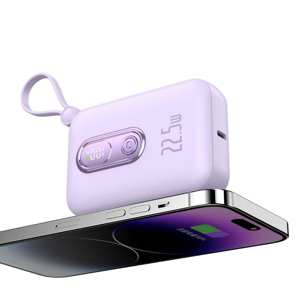 بنك طاقة USB-C صغير — شاحن محمول نحيف بمنفذ واحد وشاشة رقمية