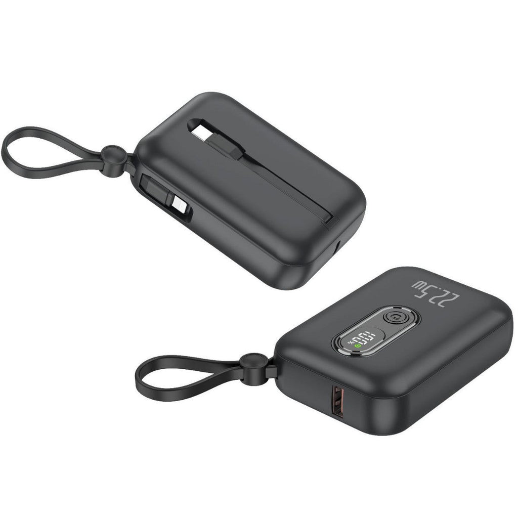 بنك طاقة USB-C صغير — شاحن محمول نحيف بمنفذ واحد وشاشة رقمية