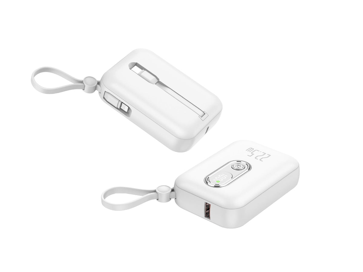بنك طاقة USB-C صغير — شاحن محمول نحيف بمنفذ واحد وشاشة رقمية