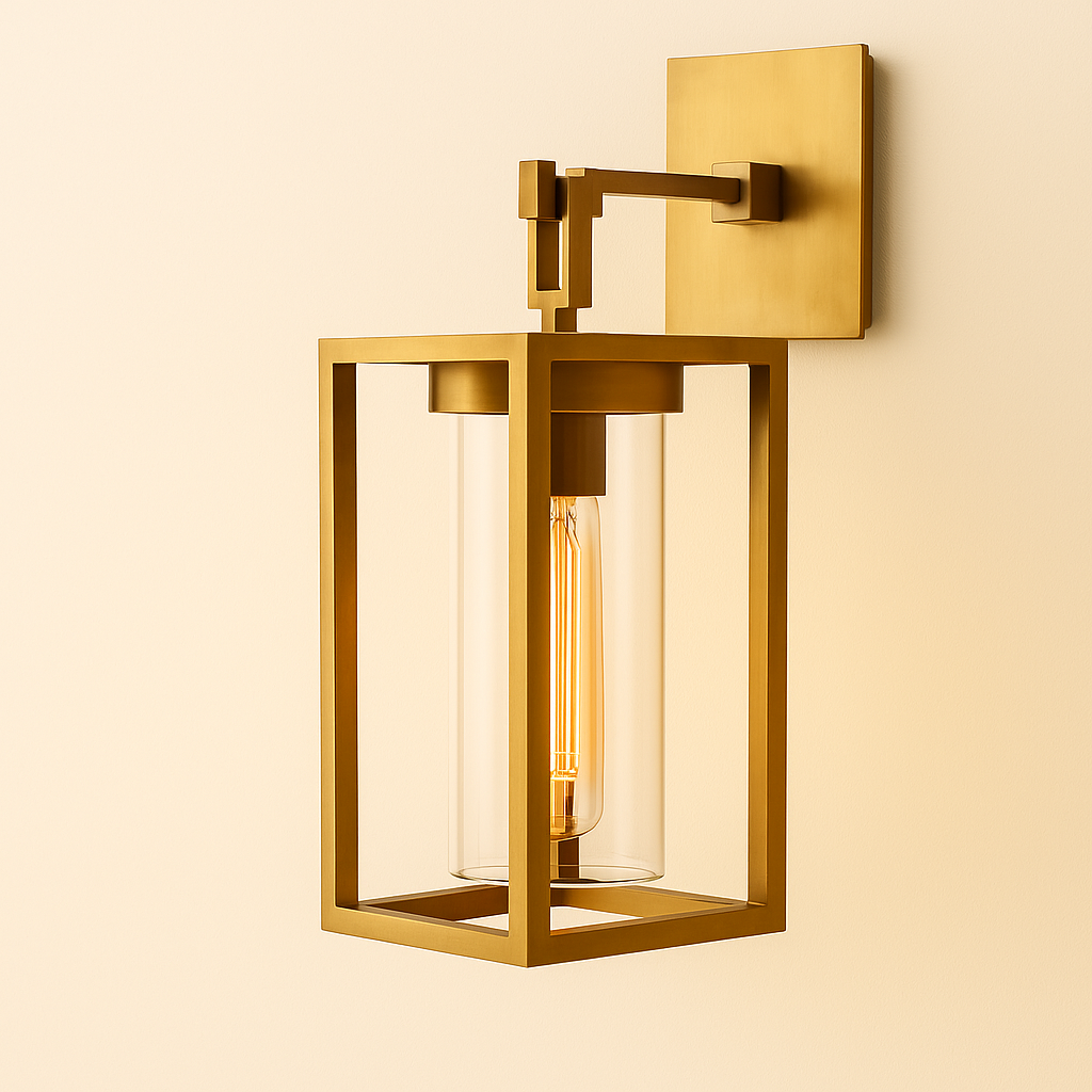 AuricLume Dimmable LED Wall Sconce In Brass With Clear Glass Shade For Ambient Lighting