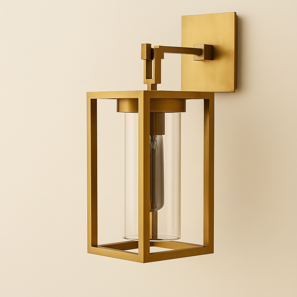 AuricLume Dimmable LED Wall Sconce In Brass With Clear Glass Shade For Ambient Lighting
