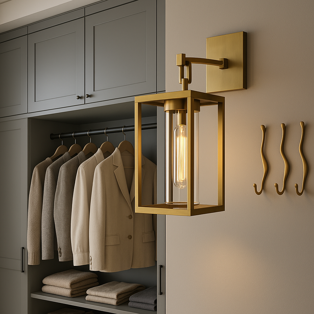 AuricLume Dimmable LED Wall Sconce In Brass With Clear Glass Shade For Ambient Lighting