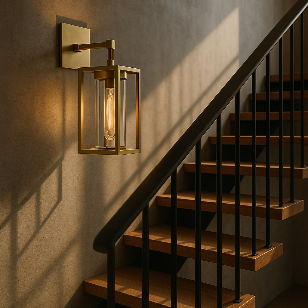 AuricLume Dimmable LED Wall Sconce In Brass With Clear Glass Shade For Ambient Lighting