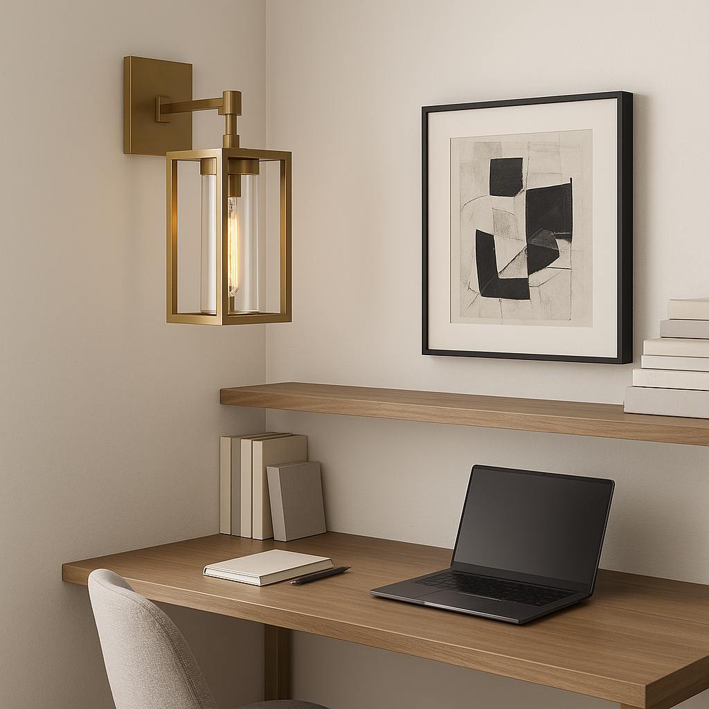 AuricLume Dimmable LED Wall Sconce In Brass With Clear Glass Shade For Ambient Lighting