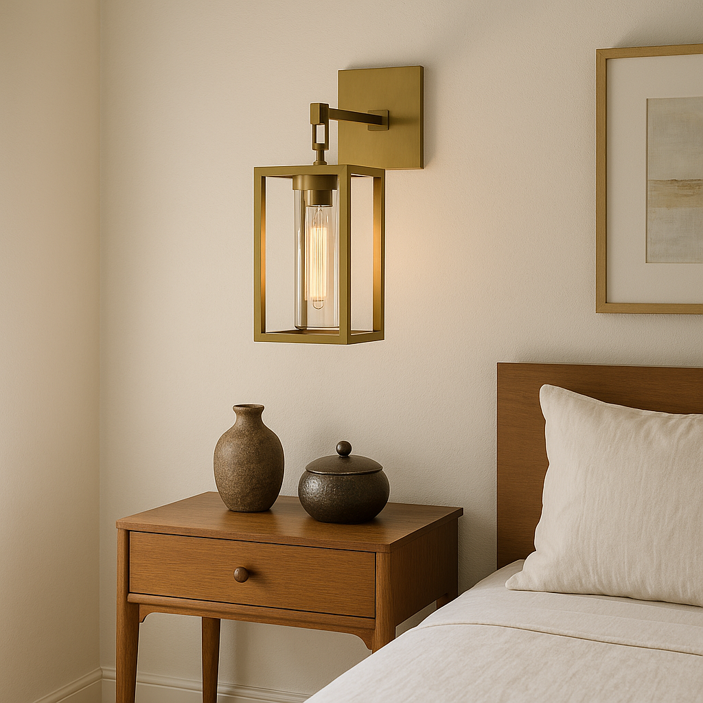 AuricLume Dimmable LED Wall Sconce In Brass With Clear Glass Shade For Ambient Lighting