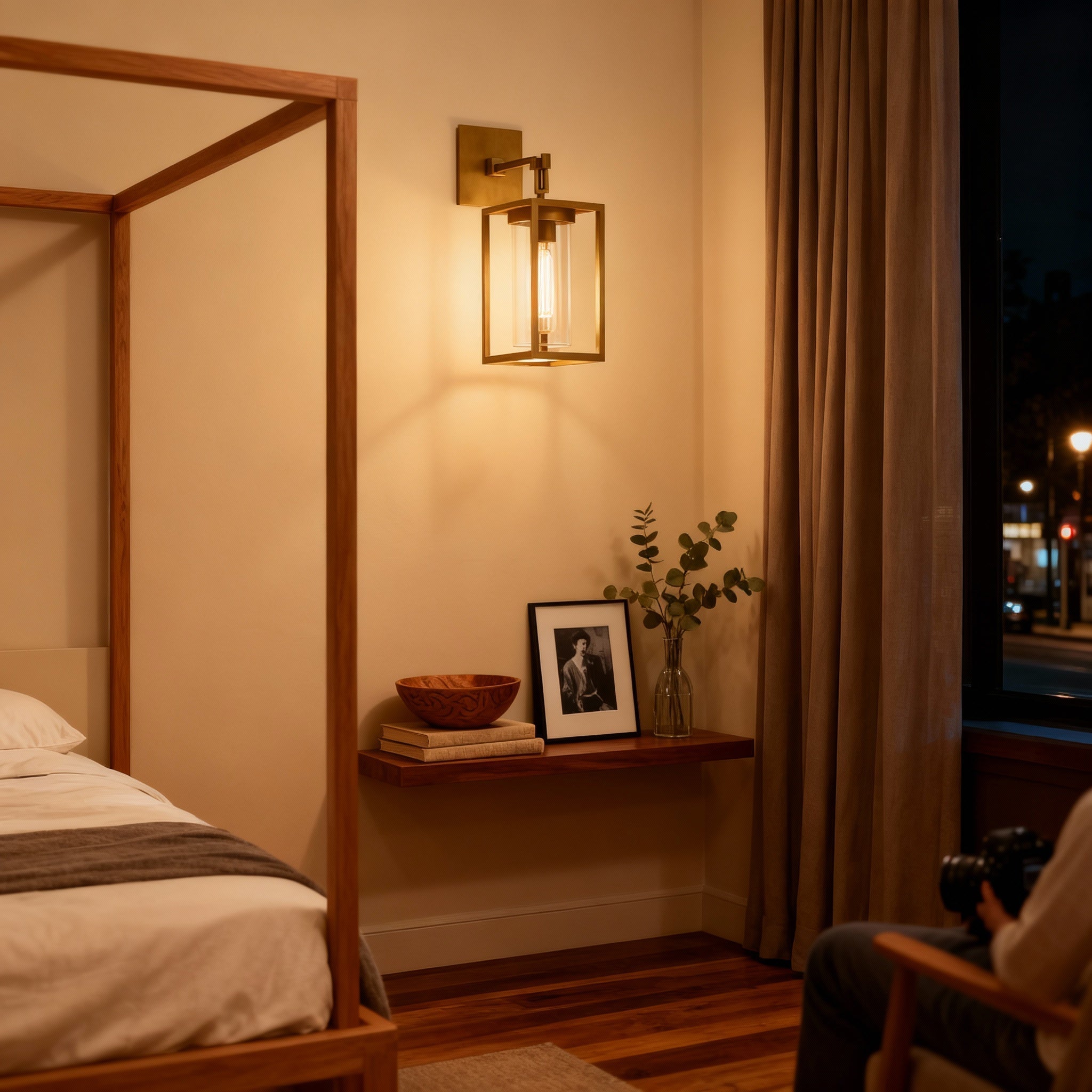 AuricLume Dimmable LED Wall Sconce In Brass With Clear Glass Shade For Ambient Lighting